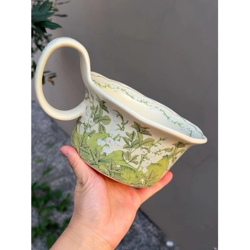 铃兰花高把手面碗沙拉碗水果碗汤碗