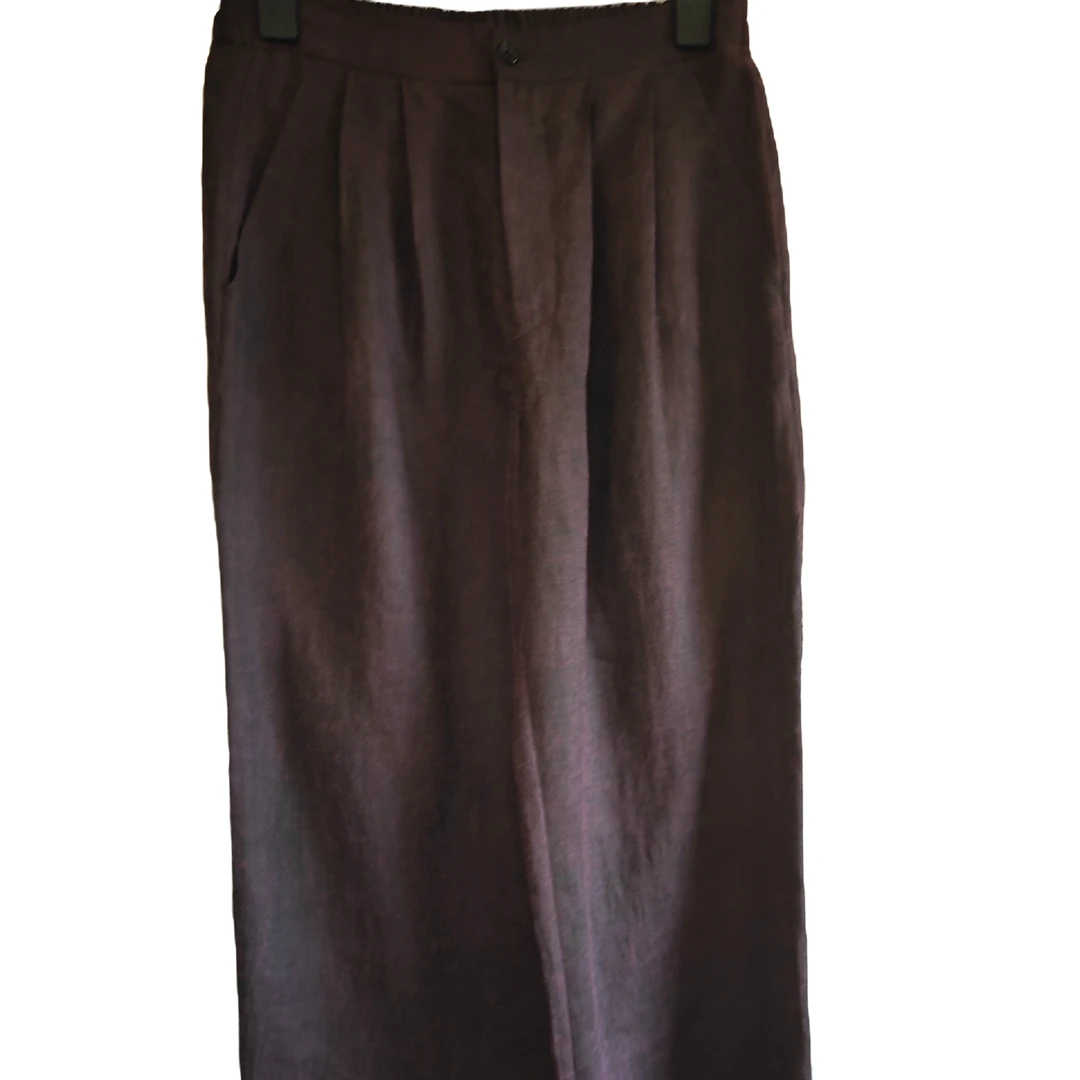 紫红直筒裤，纯苎麻直筒裤，拍了截图面料透气薯莨黑色