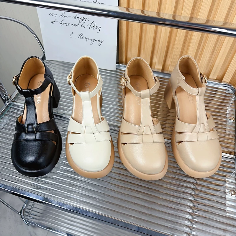 【朵苮专属】玛丽珍包头凉鞋女2024年夏季新款软底粗跟舒适休闲女鞋