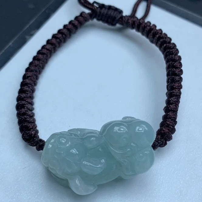 天然翡翠冰润貔貅手链单件(可调节长短）(多样性发）