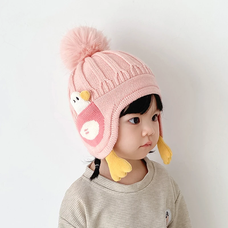 2023新款婴儿帽子秋冬季婴幼儿宝宝护耳毛线帽防风儿童可爱针织帽