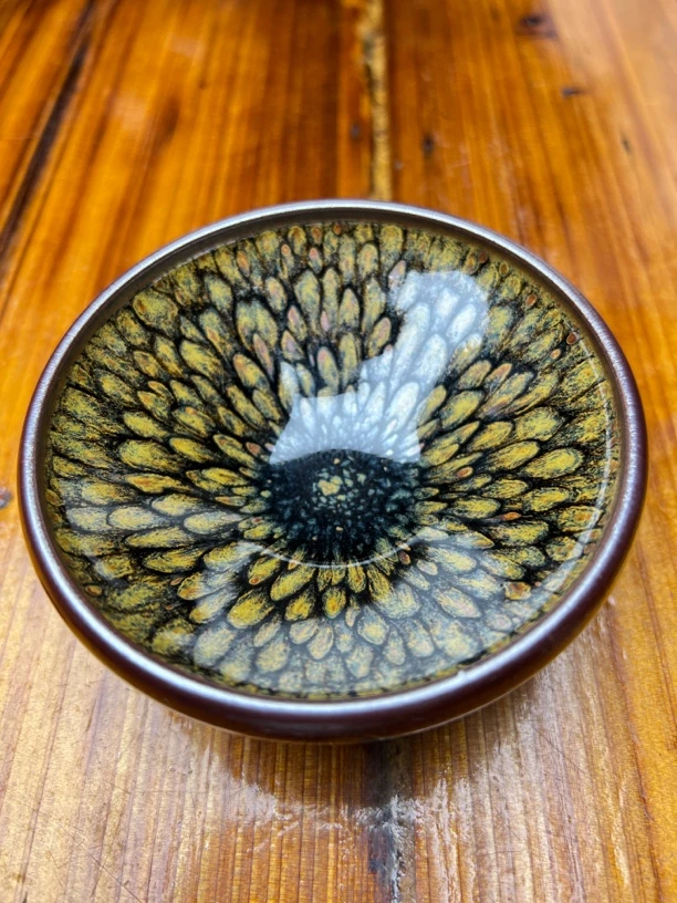 秦国凤手工建窑建盏金百花家用茶盏灯盏