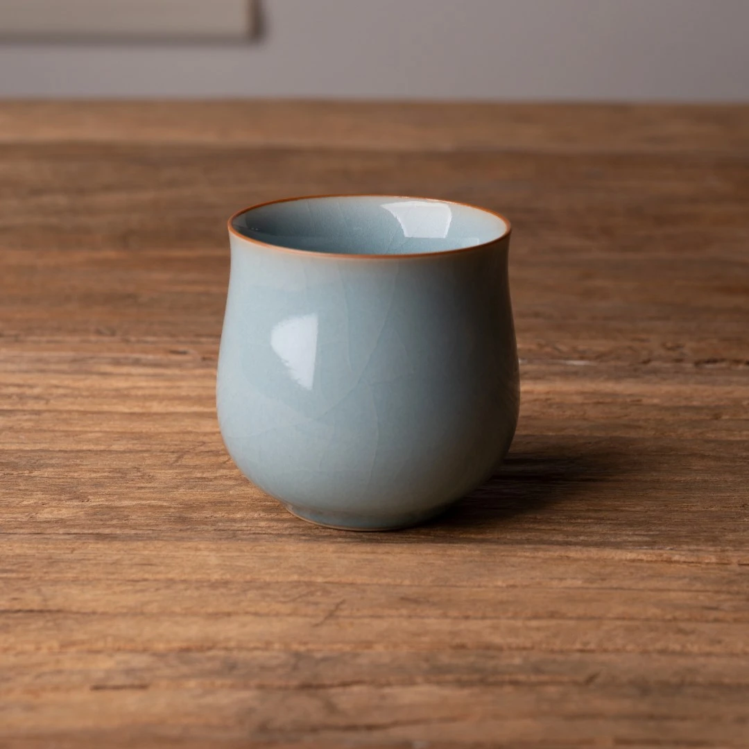 珑匞美人杯圈足烧100cc主人杯天青/玉青釉汝瓷茶具汝窑茶杯汝州