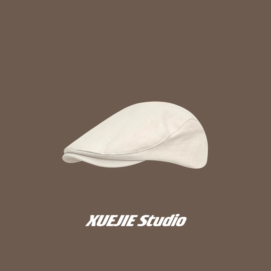 25S 日系简约复古前进帽子女休闲百搭画家帽大头围显脸小贝雷帽