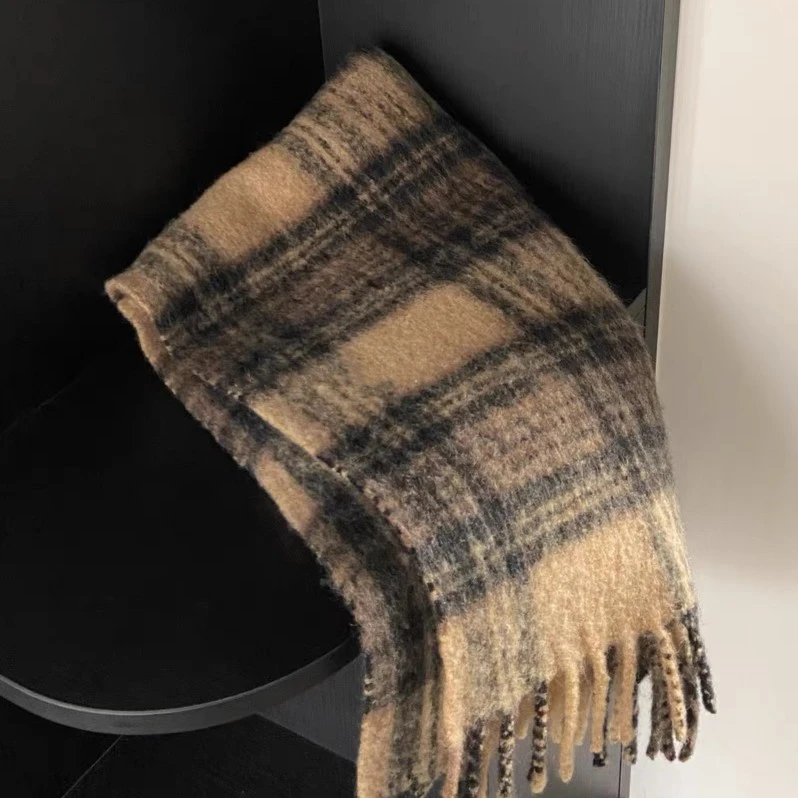 2023新款美拉德风格纹围巾 秋冬保暖高级感复古围脖