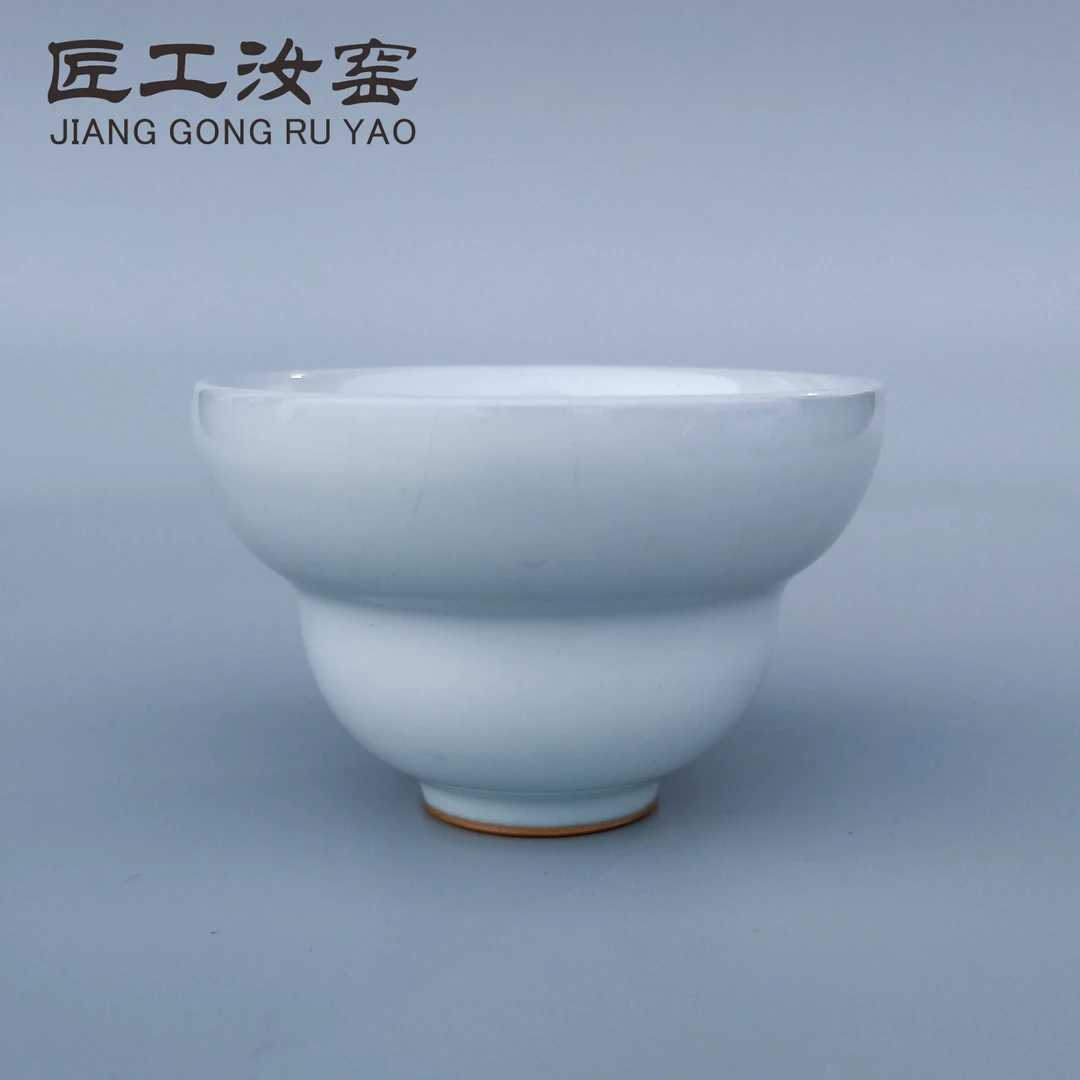 月白釉 折腹杯  主人杯 纯手工 手拉坯 原矿 汝瓷