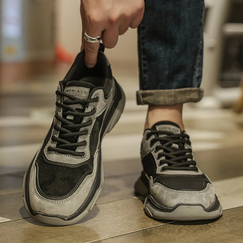 男鞋秋冬季厚底男士老爹鞋潮流时尚防滑休闲鞋运动阿甘鞋男款鞋子