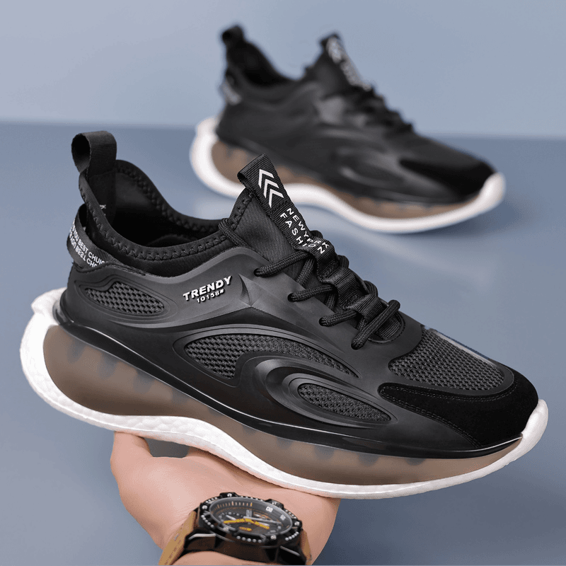 男鞋春夏季低帮透气男士网布厚底老爹鞋运动休闲跑步潮鞋飞织网面