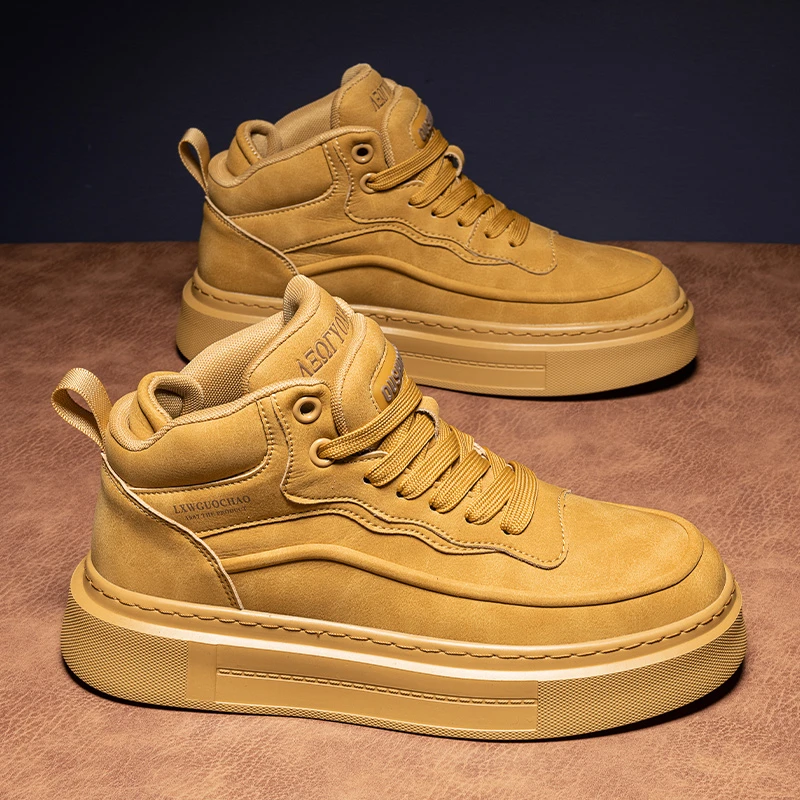 秋冬季男鞋老爹鞋百搭男士高帮潮流运动时尚休闲板鞋男款厚底潮鞋