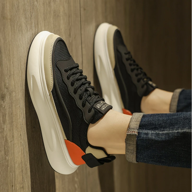 新款男鞋厚底潮流运动时尚休闲板鞋男款鞋子夏季透气百搭男士潮鞋