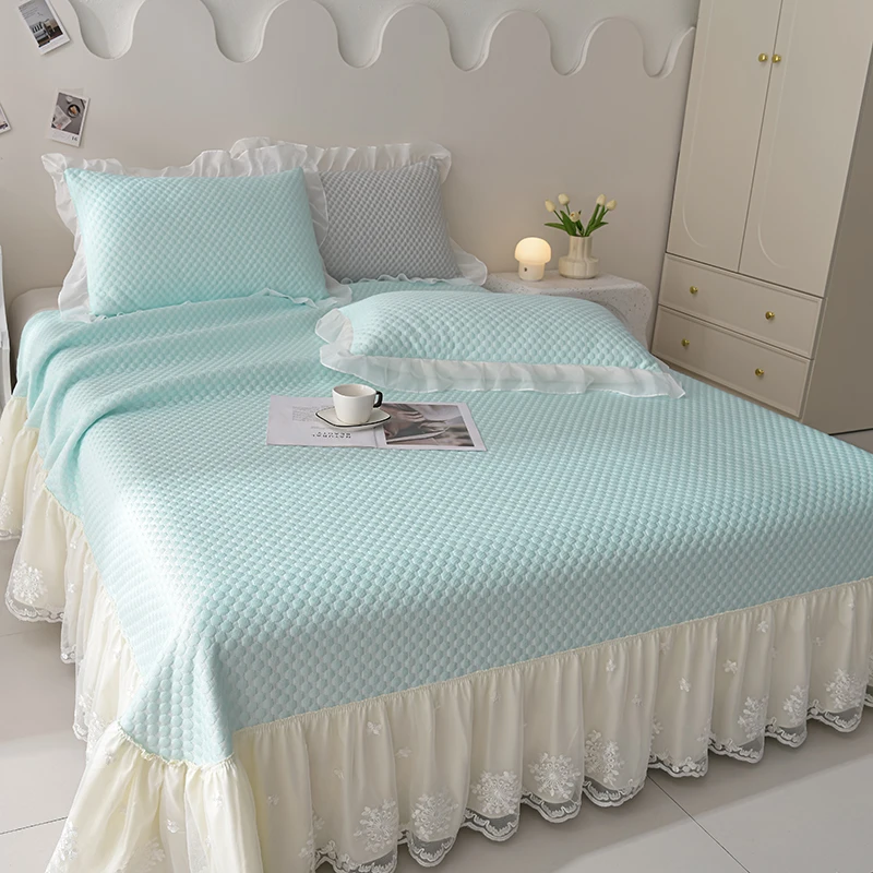 时尚夏日冰豆豆提花水洗透气家用凉感舒适触感清爽凉爽三件套机洗