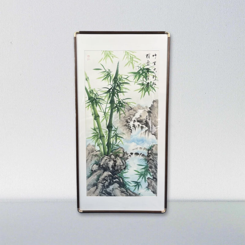 带框「带框」绘画《三尺竹子-竹生空野外》「尺寸：60×120CM」客厅