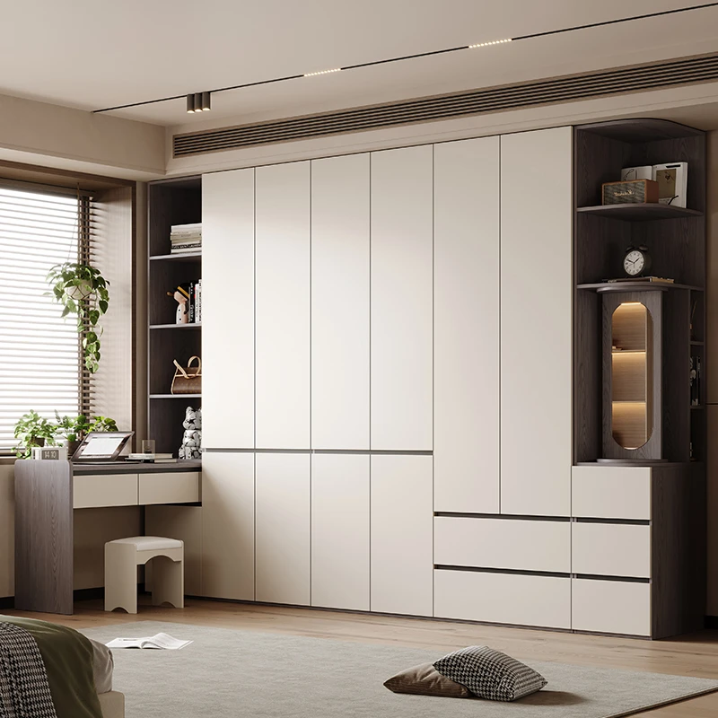 主卧室家用分段式一门到顶书桌一体大衣柜现代简约储物柜子小户型
