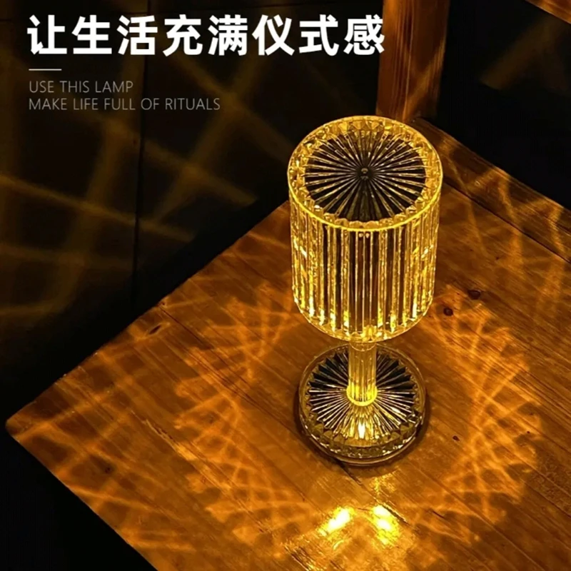 ins风情调网红少女心浪漫氛围台灯背景水晶卧室床头充电小夜灯具
