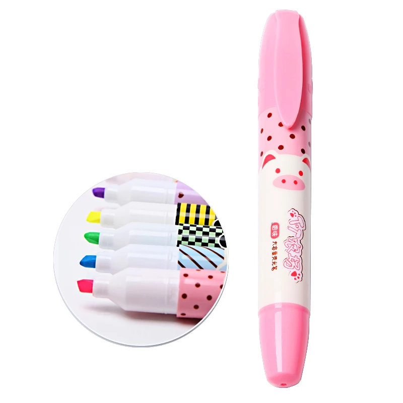天卓文具 可爱TT农场大容量香味荧光笔 学生彩色笔重点标注标记涂