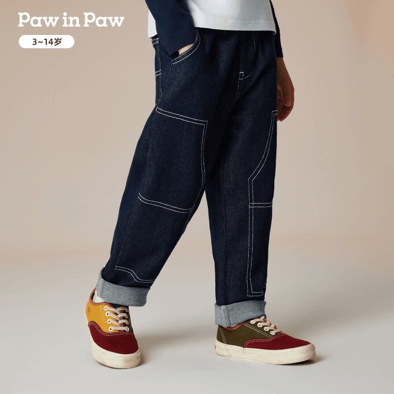 PawinPaw卡通小熊童装2024早秋新款男童舒适经典牛仔裤PCTJE4811E