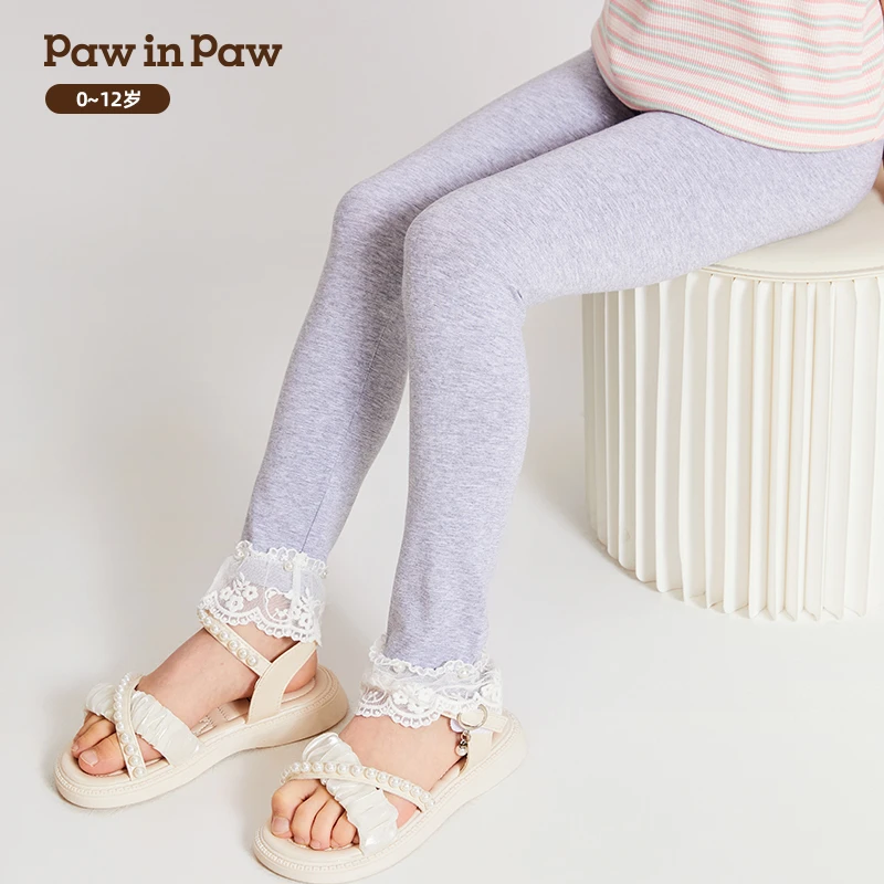 PawinPaw卡通小熊2024年春夏女童蕾丝拼接收裤脚打底裤PCTME2322K