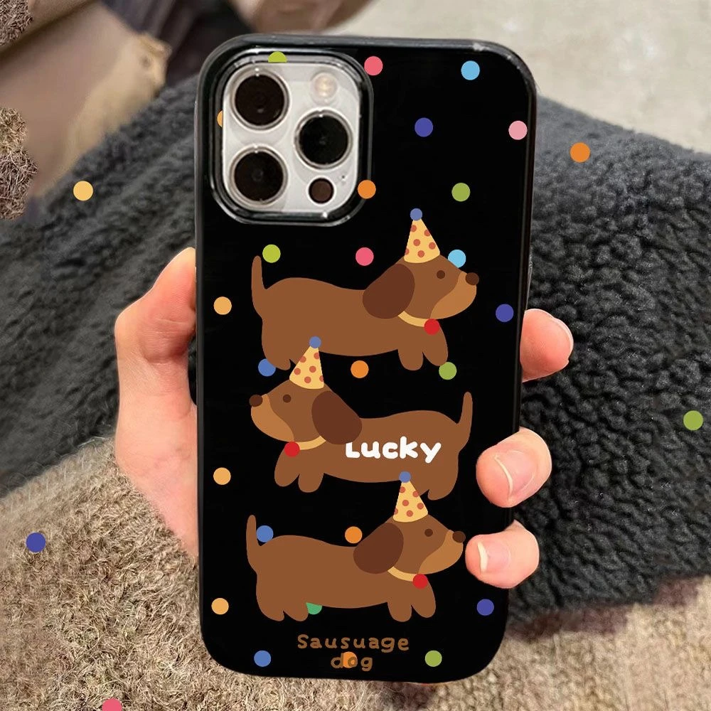ins腊肠狗苹果15手机壳iPhone13/14promax防摔12/11卡通xr高级8p7