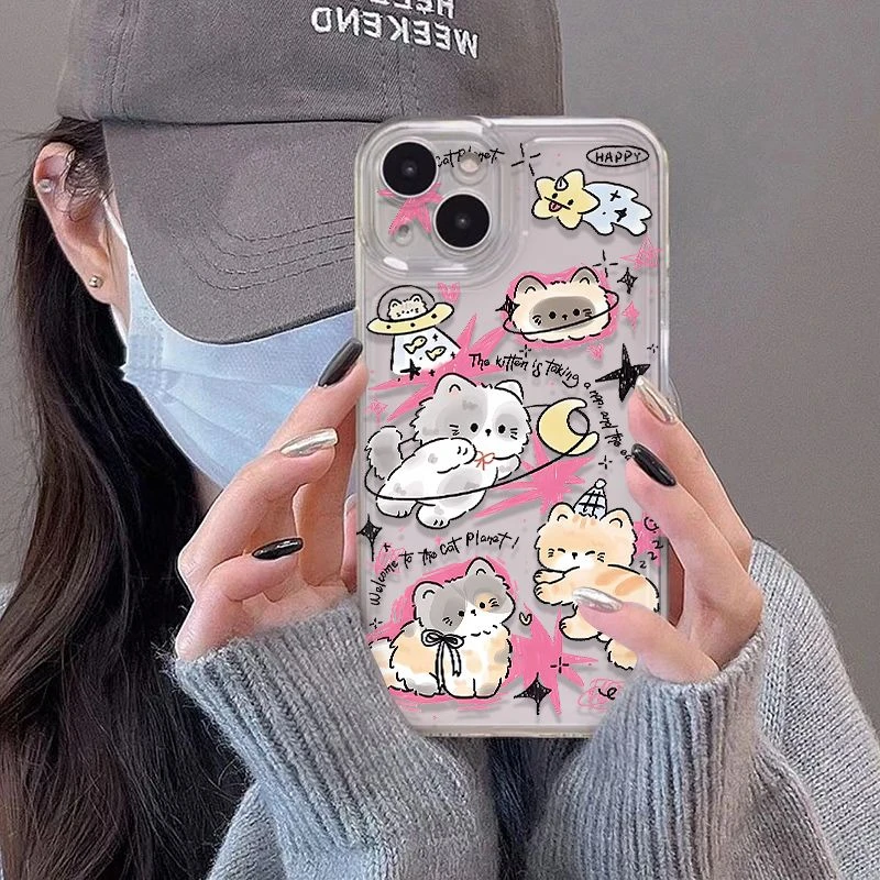 追月猫咪苹果15手机壳iPhone14promax防摔13/12全包11卡通xr软8p7