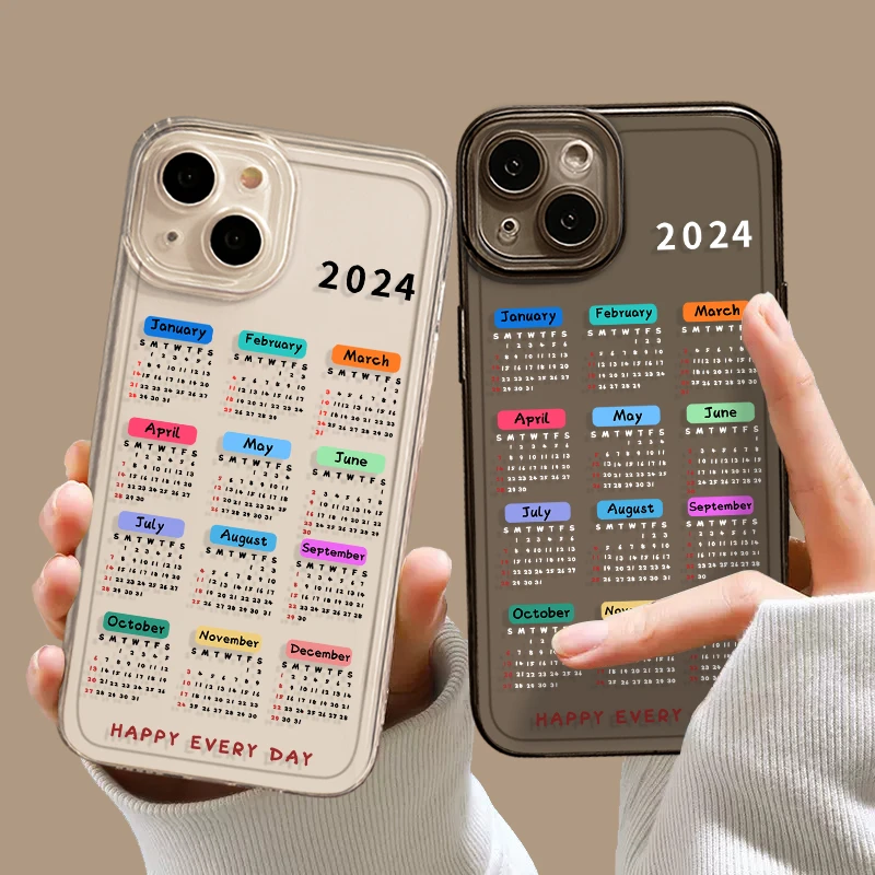 2024日历图苹果15手机壳iPhone13/14promax防摔12/11全包xr创意8p