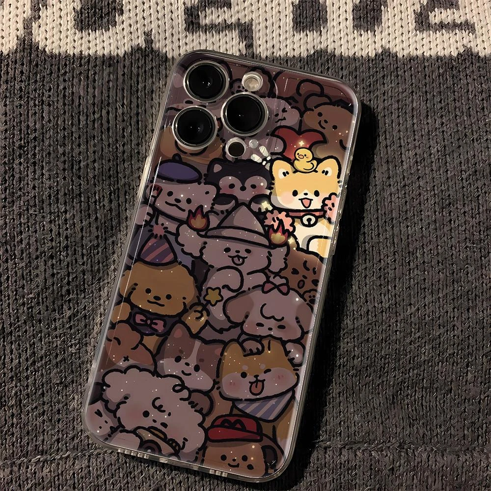 发光小狗苹果15手机壳iPhone13/14promax防摔12/11卡通xr全包8p软