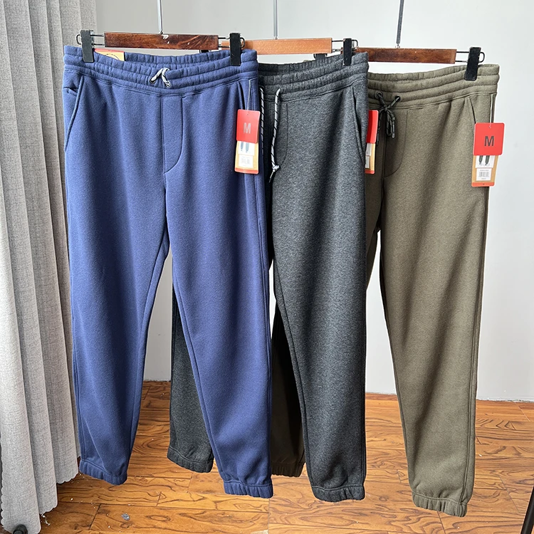 运动卫裤男秋冬季宽松直筒加绒加厚保暖松紧腰束脚针织休闲裤长裤