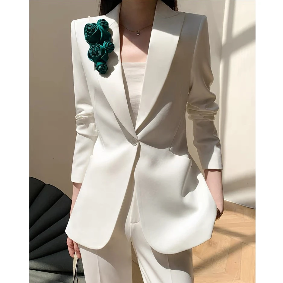 6023白色女装西装套装轻奢高端职业时尚气质女神范西装套装女装