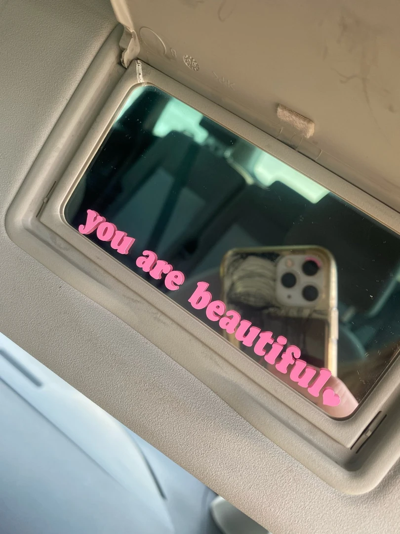 汽车化妆镜后视镜you aer beautiful英文字母你是美丽的创意贴纸