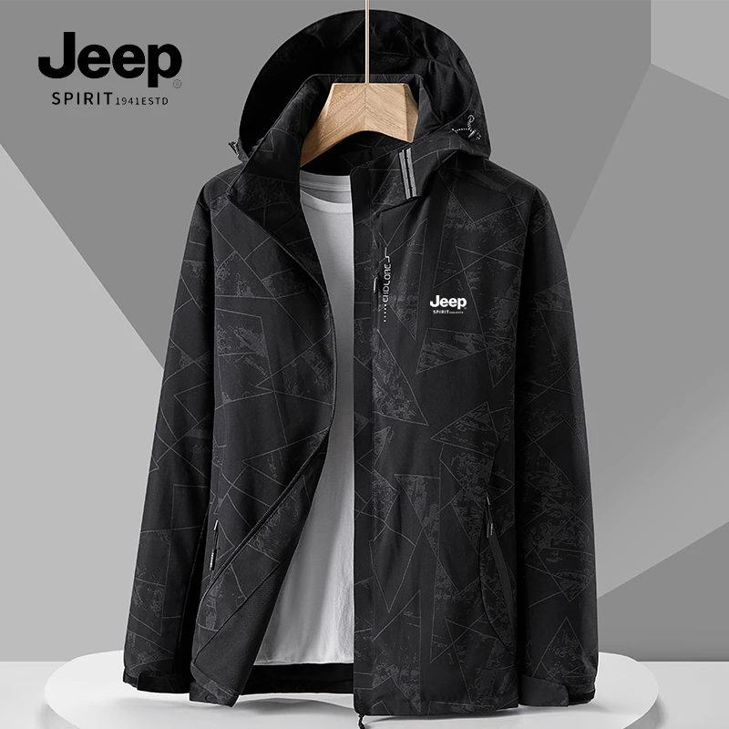 JEEPSPIRIT吉普大衣夹克春秋款防风防水情侣户外登山旅游休闲外套