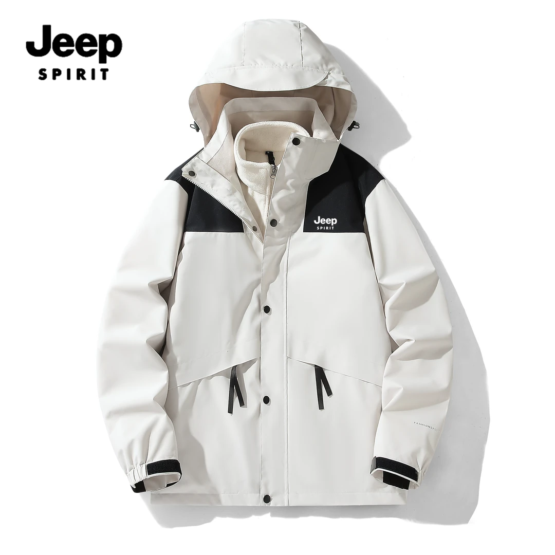 JEEPSPIRIT吉普运动休闲外套三合一两件套防风防水保暖户外登山服
