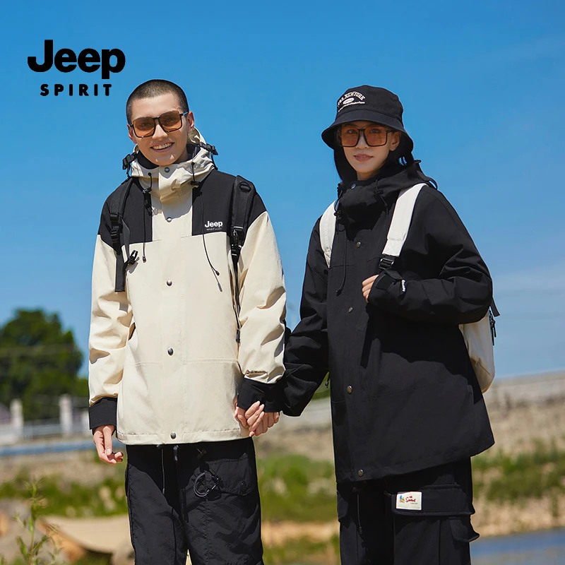 JEEPSPIRIT吉普防水冲锋外套户外登山情侣加厚可拆卸冬季两件套