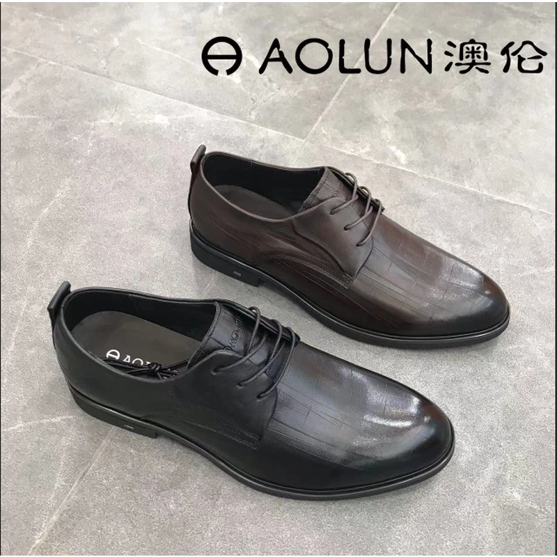 F27437012-8澳伦男2024年秋季新款时尚真皮英伦系带百搭潮流男鞋