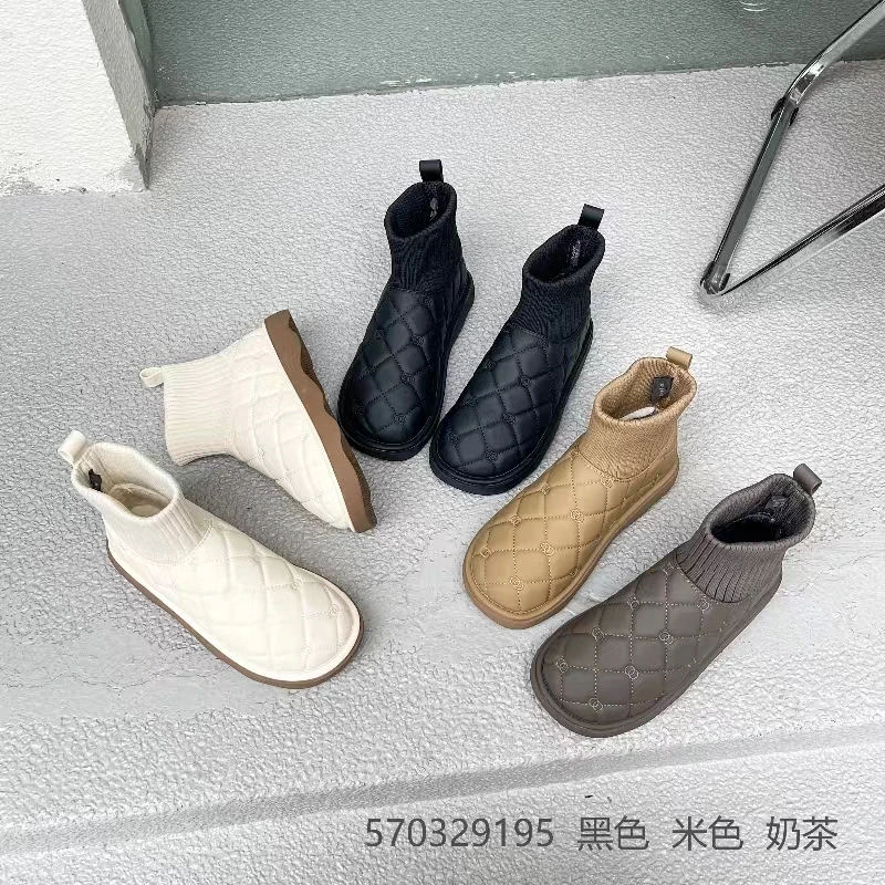570329195佰诗奴女鞋2023年冬款真皮雪地靴加绒加厚保暖鞋棉靴