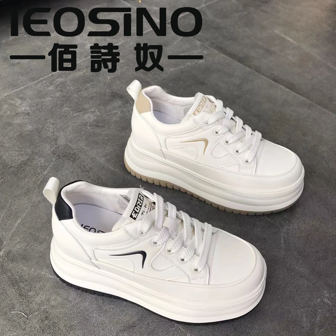 437442760佰诗奴2024年春秋新款轻便厚底运动鞋百搭休闲小白鞋女