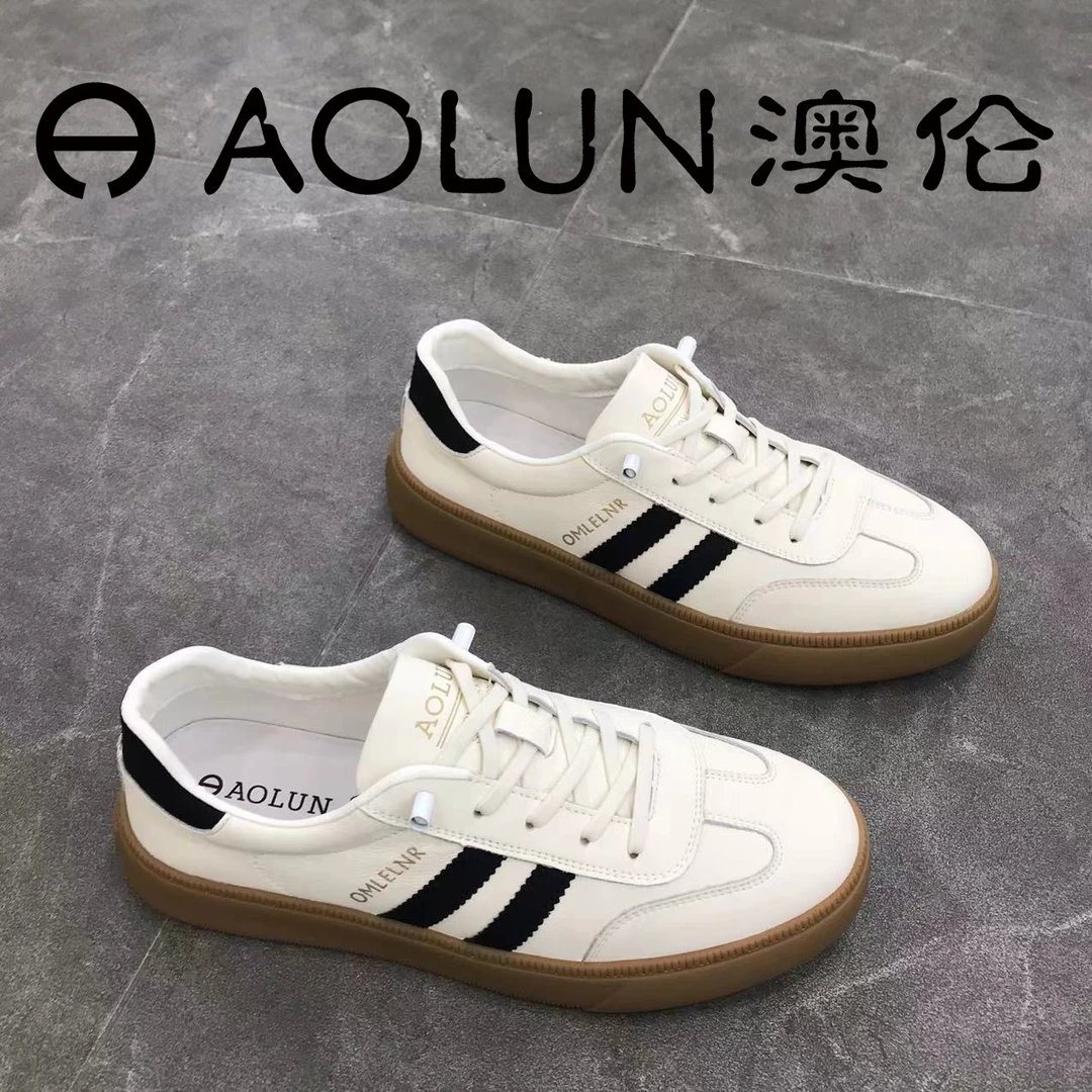 F59437030-8澳伦2024新款秋透气圆头平底轻便软底运动休闲男鞋