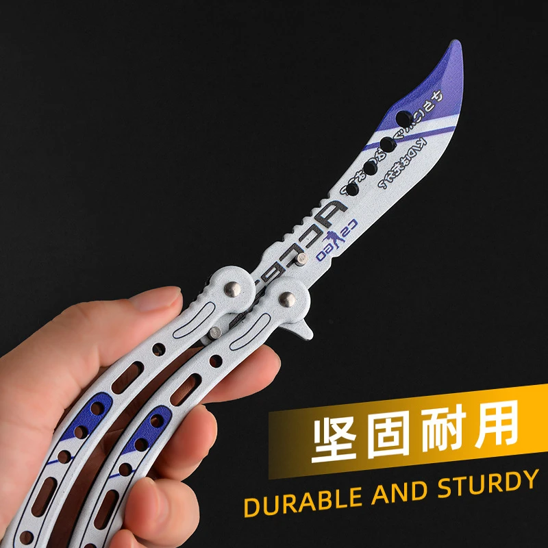 蝴蝶刀全钢折叠刀新手练习户外刀未开刃甩手csgo周边花式游戏刀具