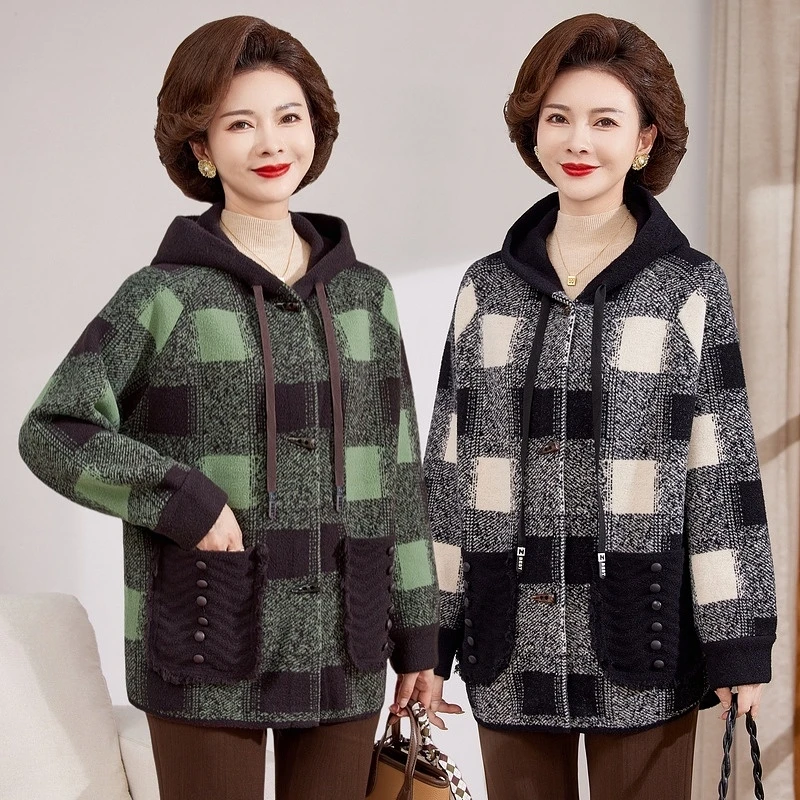 妈妈秋装洋气高贵外套2024新款中老年女装春秋短款夹克毛呢上衣服