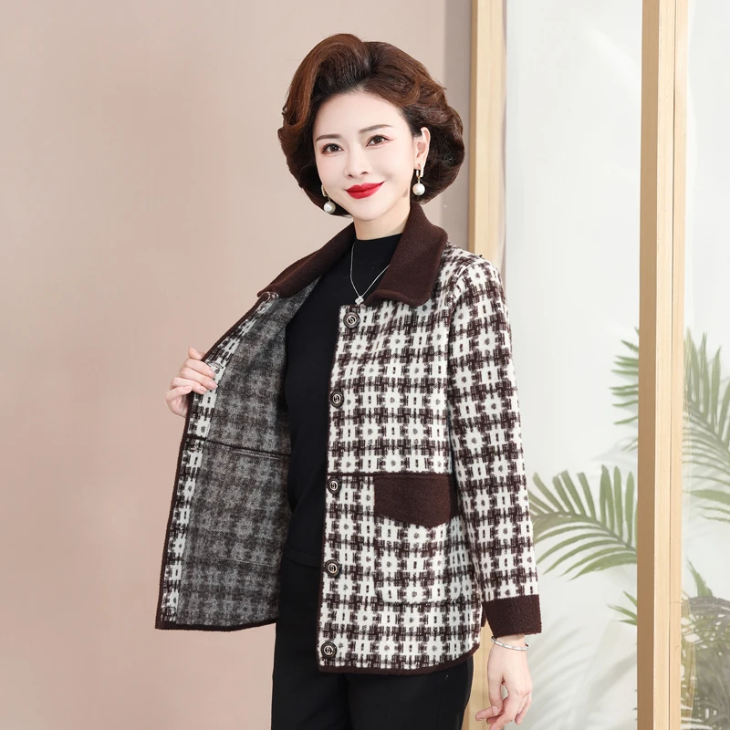 妈妈秋装新款2023春秋洋气高贵时尚外套中老年女装大码秋冬上衣服