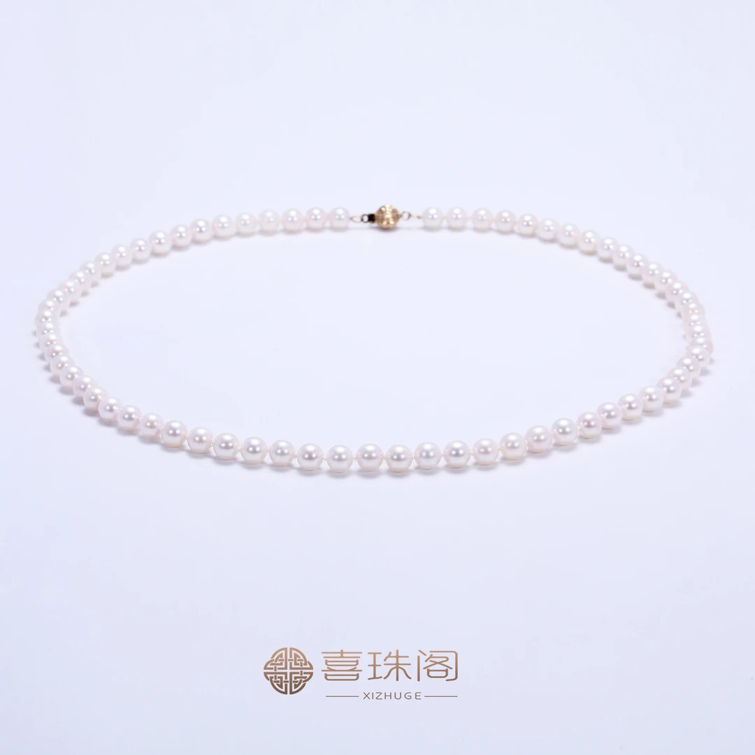 喜珠阁 【雪雪专属】海水珍珠akoya珍珠14K金5-6mm强光经典百搭项链