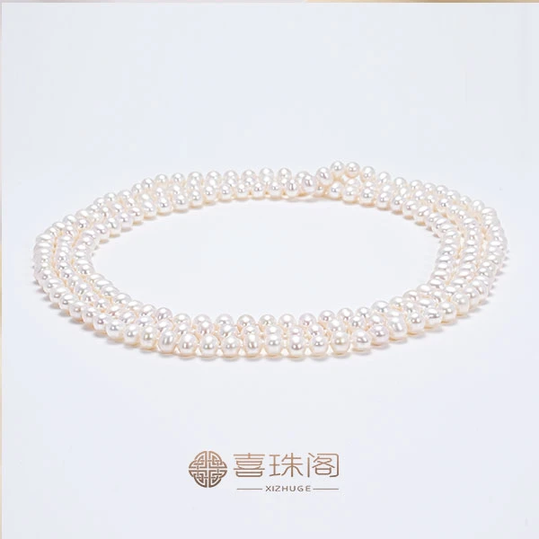 喜珠阁淡水珍珠白色毛衣链6-7mm左右1.2m链长气质长款时尚经典款