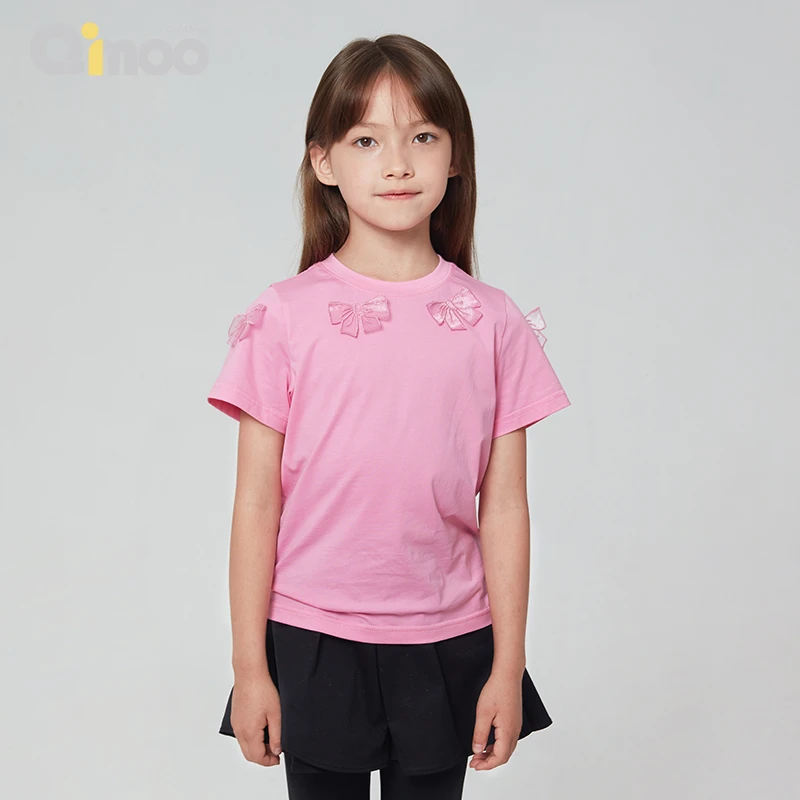 Qimoo/淇木24春季新款女童针织舒适休闲圆领 T恤套头衫QCL1TC339C