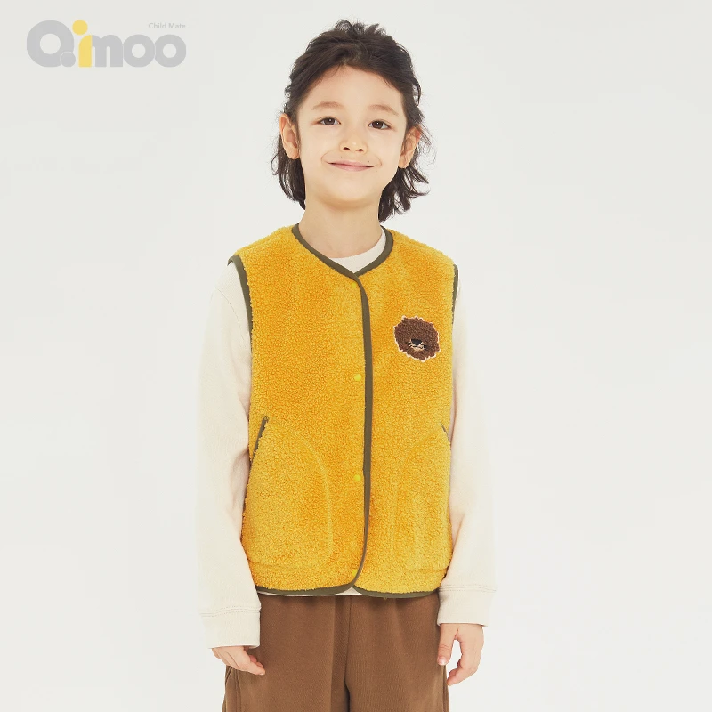 淇木Qimoo23秋季亲肤舒适炸毛小狮子图案男女童马甲QMT3AP320C