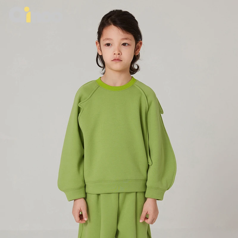 Qimoo淇木23冬新款男女童童装纯色休闲百搭保暖套头衫QMT4TC162A