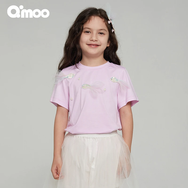 Qimoo/淇木24 夏季新款女童洋气甜美美人鱼女孩套头T恤QCL2TC116A