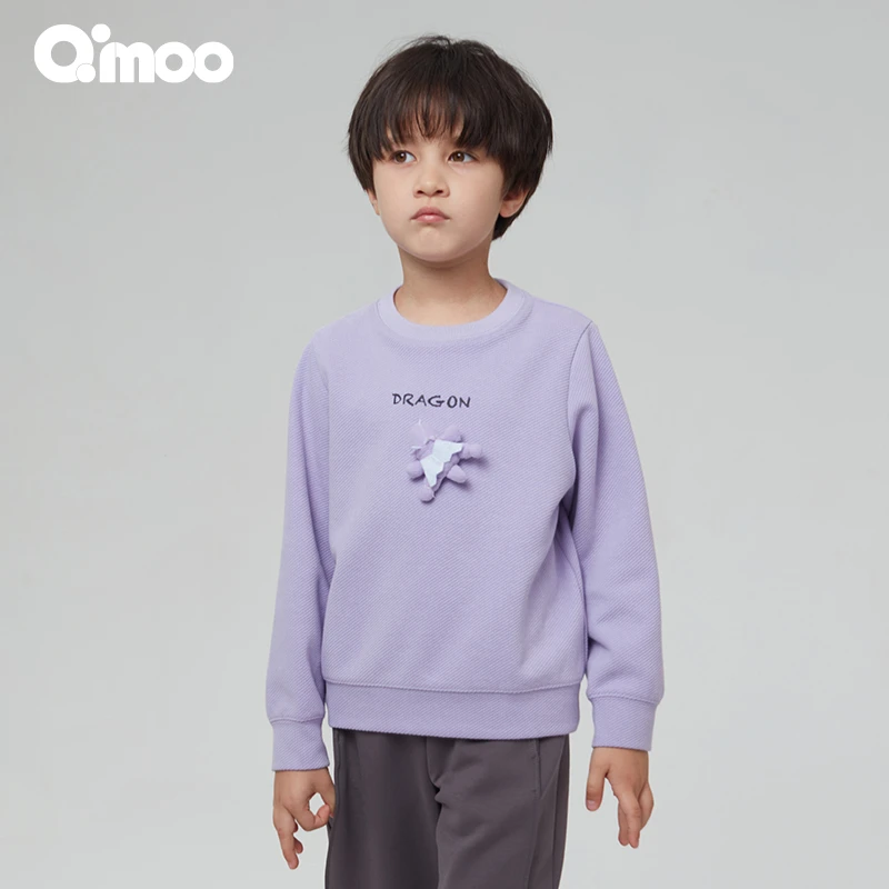 Qimoo/淇木24年春秋男女童长袖休闲保暖圆领卫衣套头衫QCL1TC118A