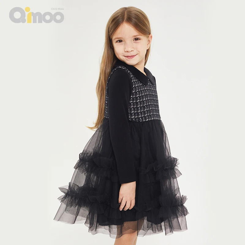 Qimoo/淇木23秋新款女童秋冬洋气拼接无袖小香风公主裙QMT3LW203B