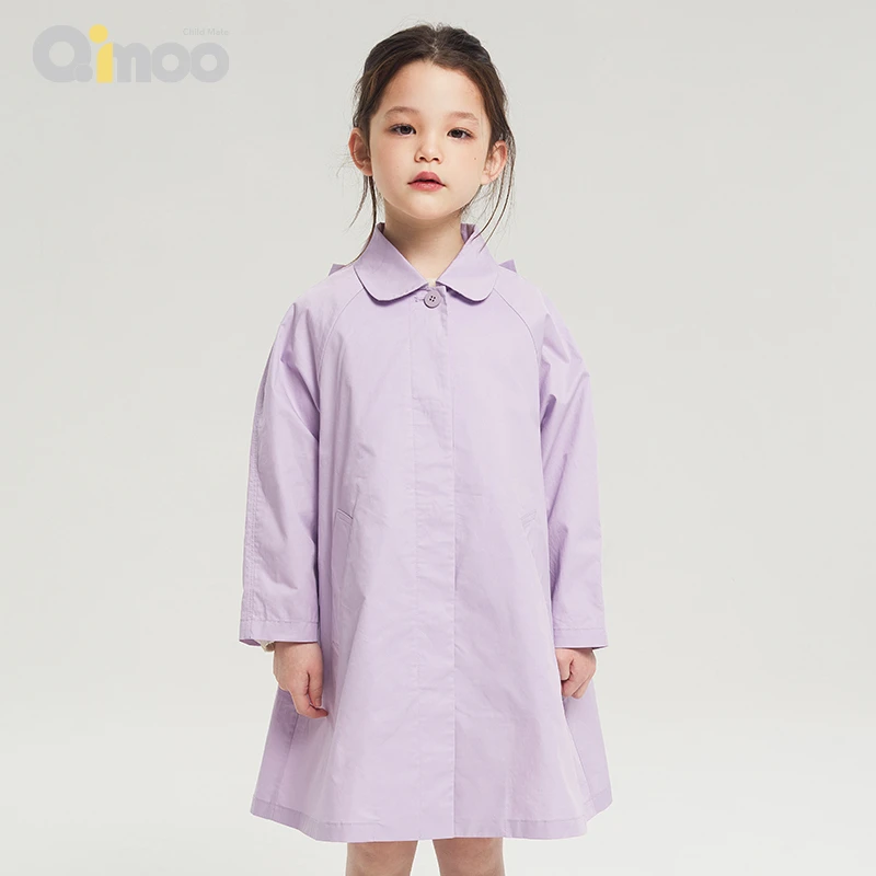 Qimoo/淇木23秋季新品儿童外套翻领收口长袖风衣外套QMT3FC127A