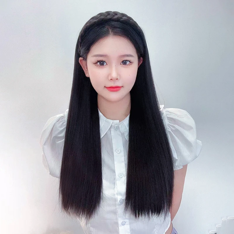 【气质女神 鱼骨辫 】发箍假发女中长款水波纹 假发发箍时尚百搭