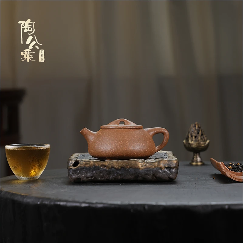 陶公粟原矿宝山降坡8目粗砂《景舟石瓢》140cc张手制精美紫砂壶