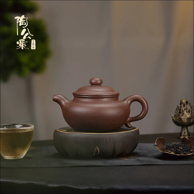 陶公粟原矿四号井中槽青《仿古》210cc周手制精美紫砂壶